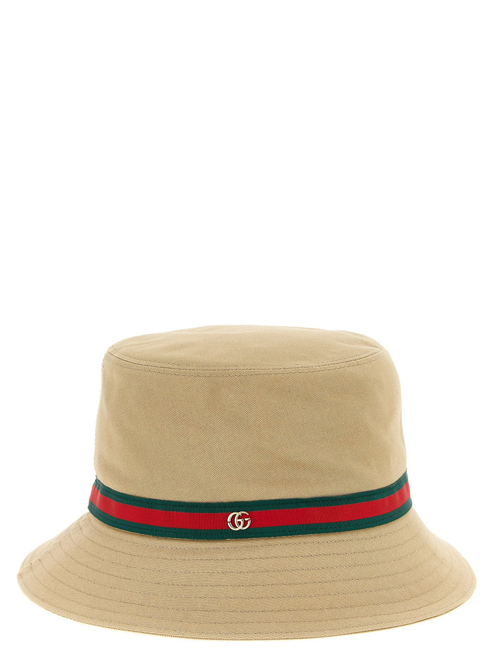 Gucci Web Tape Bucket Hat Cappelli - Beige | 44a62e0634cbd635f2bae39c3ff544e2b2274fca