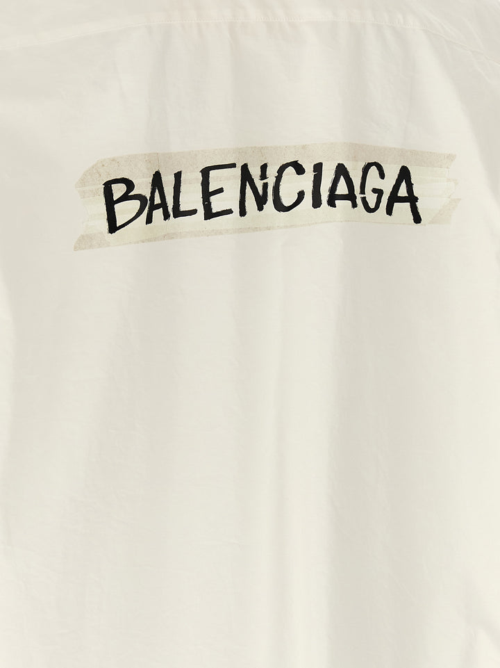 Balenciaga Masking Tape Camicie - Bianco | d554434b721aed9437a23d8e3dfe56be967543ee