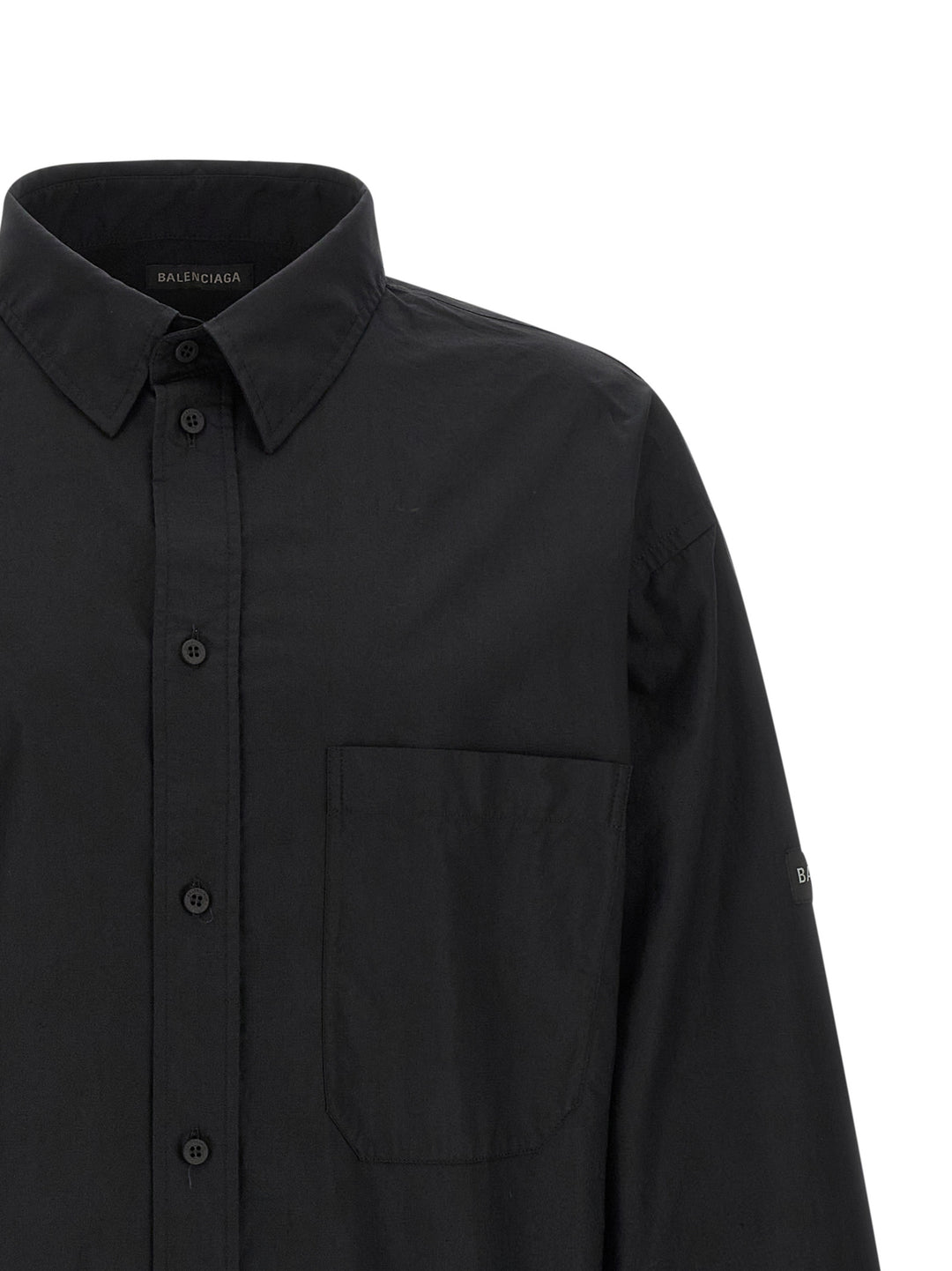 Balenciaga Logo Patch Shirt Camicie - Nero | 6211899918a80e560b8fd140b4760b6fb92cf6fd