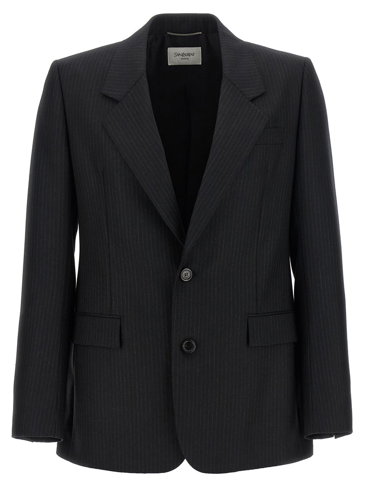 Saint Laurent Pinstripe Blazer - Nero | c838cb9599a525dcc8f83d7429f63afbae0d1383