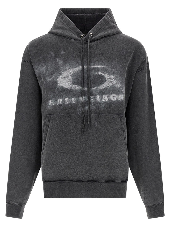 Balenciaga Washed Crayon Loop Felpe - Bianco/Nero | 450b95d97ef8dfccc37e604e02c4e2703b3c2cd0