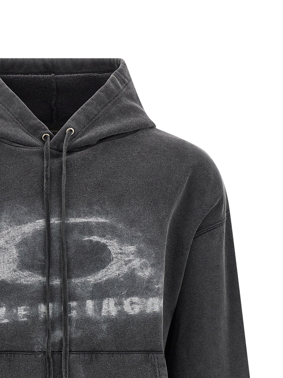 Balenciaga Washed Crayon Loop Felpe - Bianco/Nero | 7e89398790e621f3c7a879976212fc574fa419a4