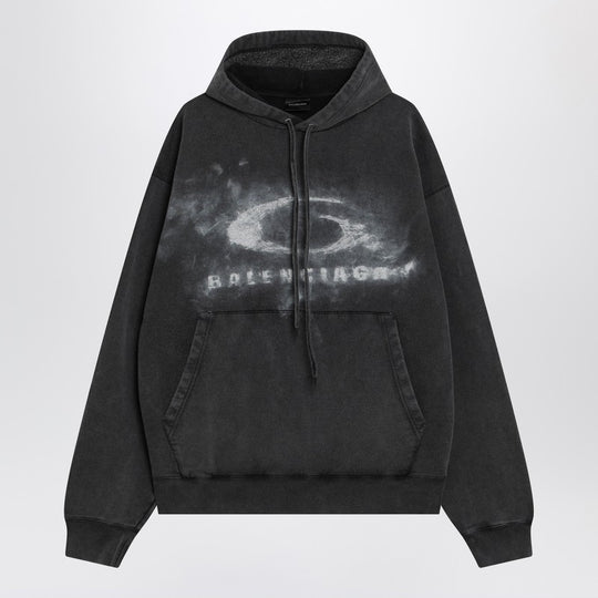 Black Faded Crayon Loop Oversize Hoodie