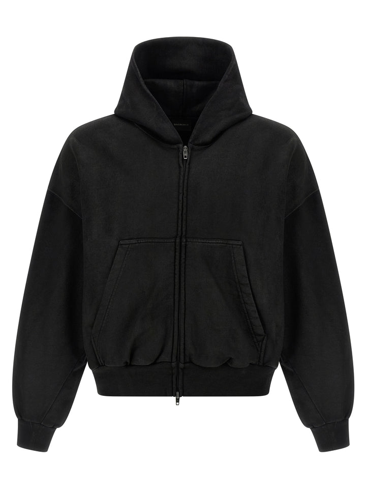 Balenciaga Cropped Hoodie Felpe - Nero | 2b25deab221de0273eda40a6b246d54405a70124