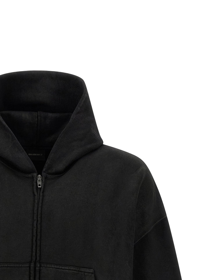Balenciaga Cropped Hoodie Felpe - Nero | d0df191291b6c8379de17fb8a179648750339866