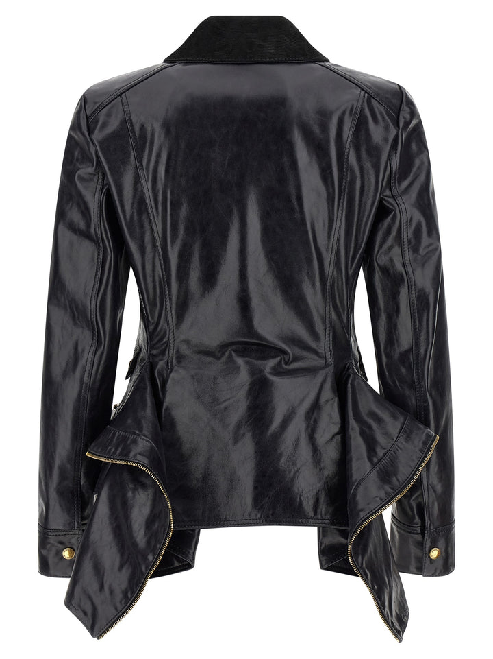 Mcqueen Leather Jacket Puffer Jackets - Nero | 72221829f1a26792fbce9215709bdf8c8c972270