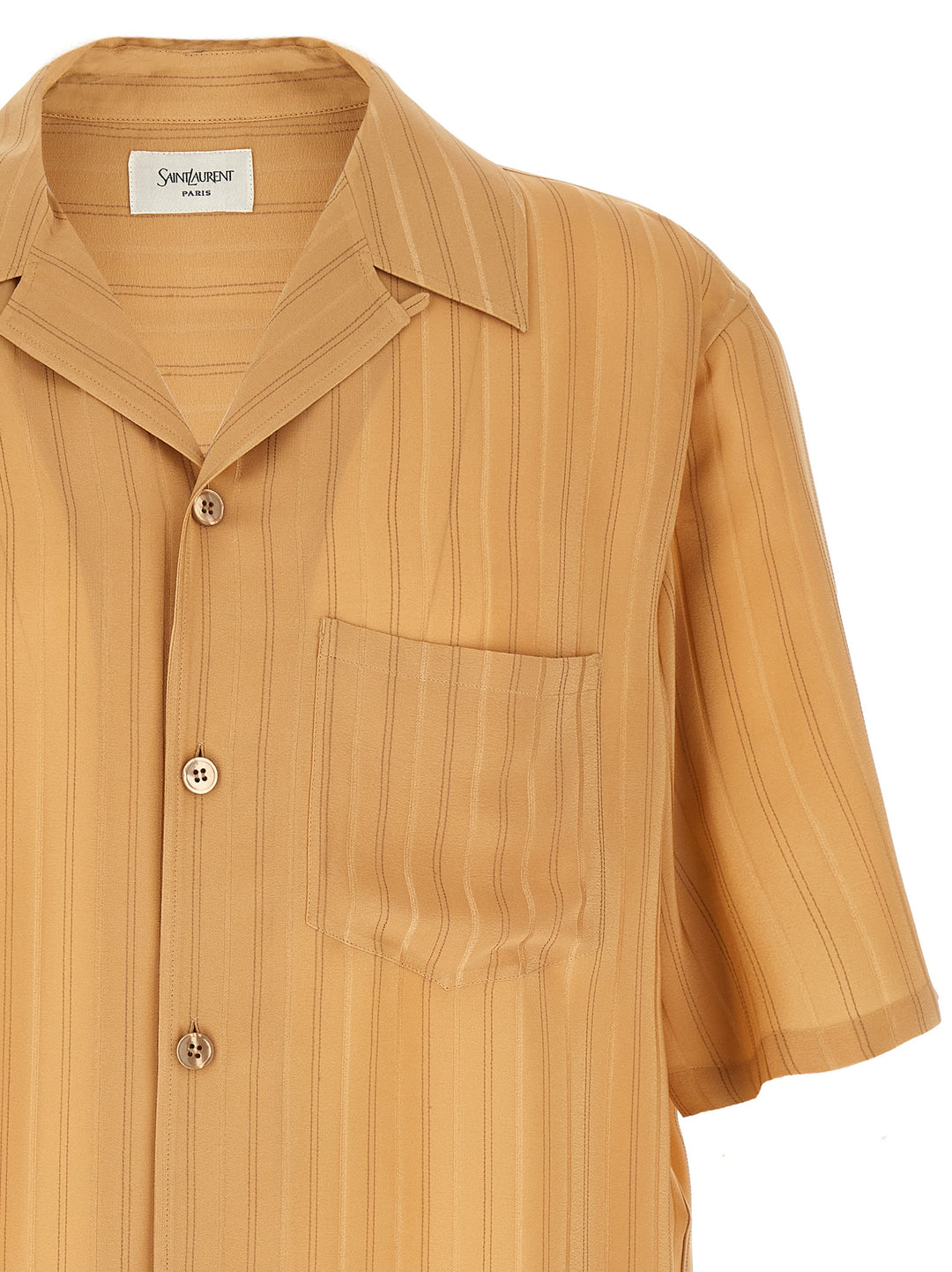 Saint Laurent Striped Silk Shirt Camicie - Beige | 6269bd03adf27ee158556dfb845768e2cc9cf7a6