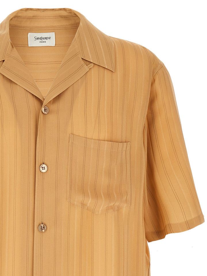 Saint Laurent Striped Silk Shirt Camicie - Beige | 6269bd03adf27ee158556dfb845768e2cc9cf7a6
