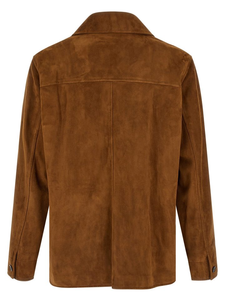 Saint Laurent Suede Overshirt Puffer Jackets - Marrone | 70da159ba7864b3538fcab53391fc26d2741e0b3