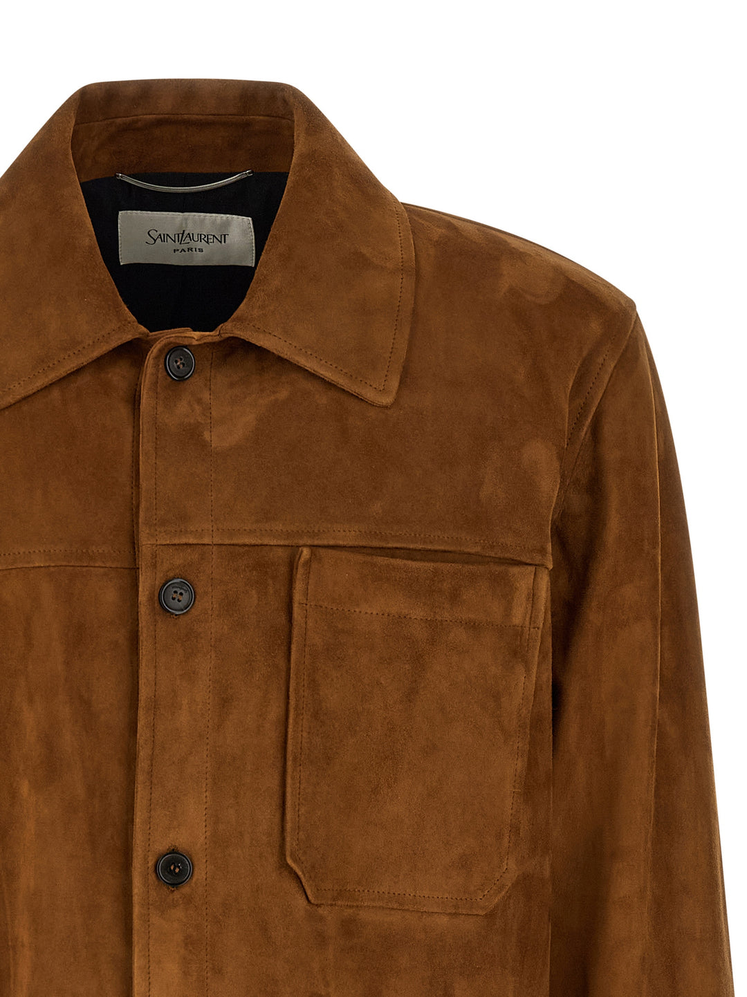 Saint Laurent Suede Overshirt Puffer Jackets - Marrone | 34c9d5bdc83e1610dd22d1f279ce99480cc22ec2