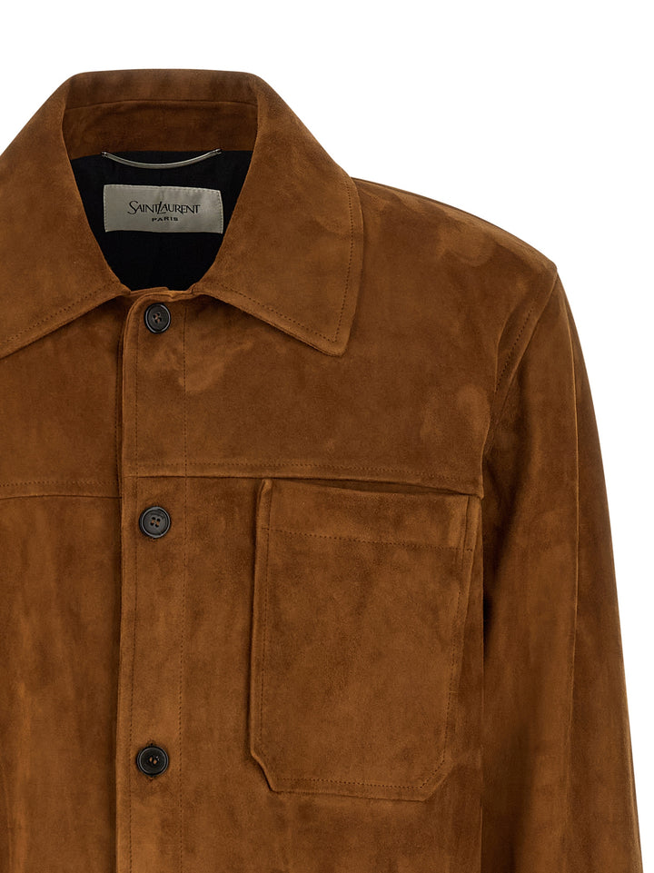 Saint Laurent Suede Overshirt Puffer Jackets - Marrone | 34c9d5bdc83e1610dd22d1f279ce99480cc22ec2