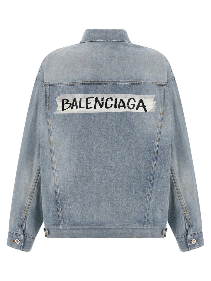 Balenciaga Masking Tape Puffer Jackets - Celeste | 1c7059e2dc8a1aec2cee091aa0f1b816c2fb6f52