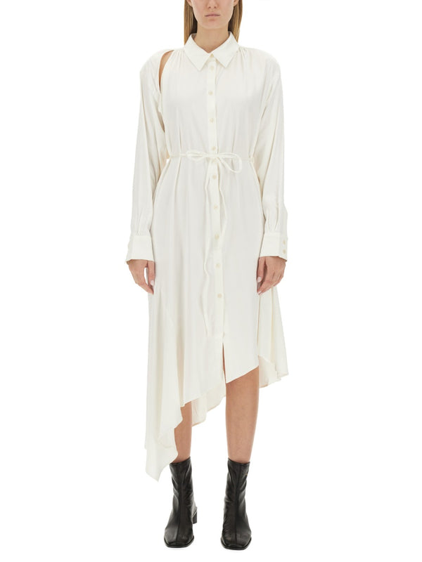 Vestido camisero de satén