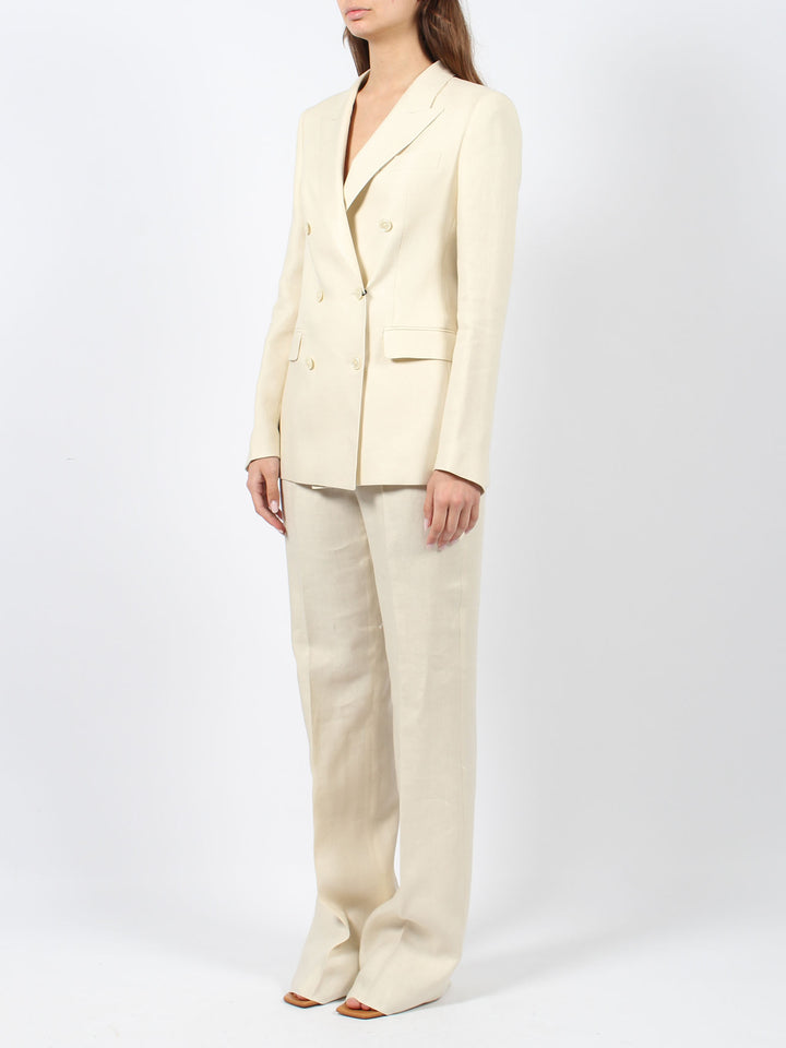 Linen double breasted suit
