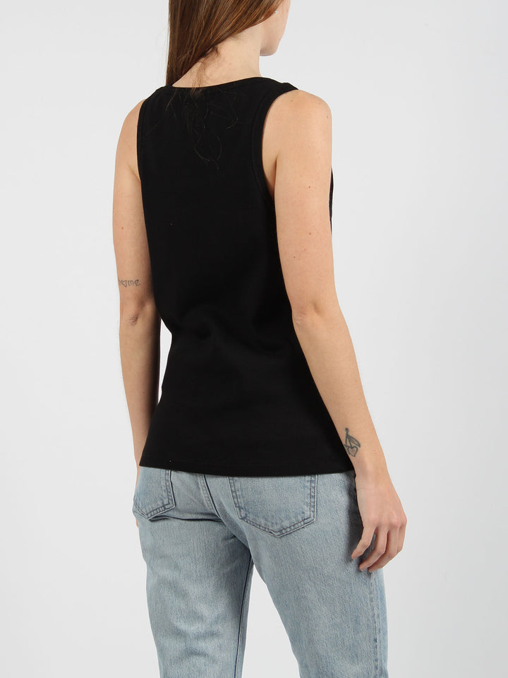 Embroidered logo ribbed tank top