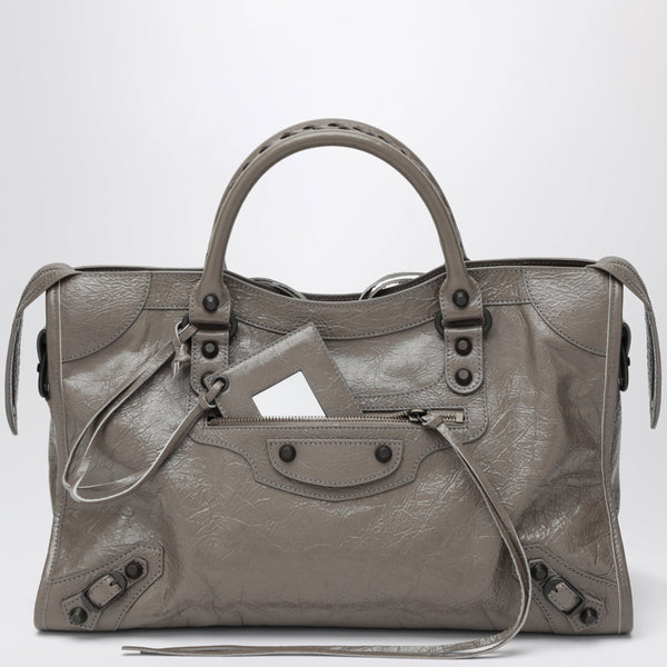 Los bolsos City Media de cuero nogal oscuro