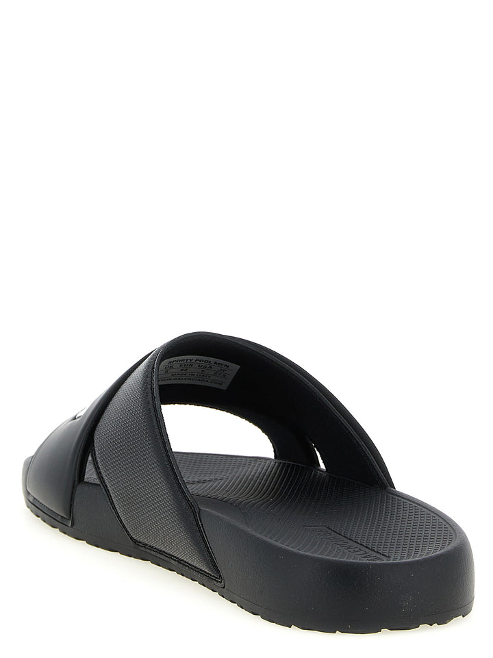 Balenciaga Sporty Pool Sandali - Bianco/Nero | fcdba1ba408e23bc3f68776c13113d7fb5446f1f