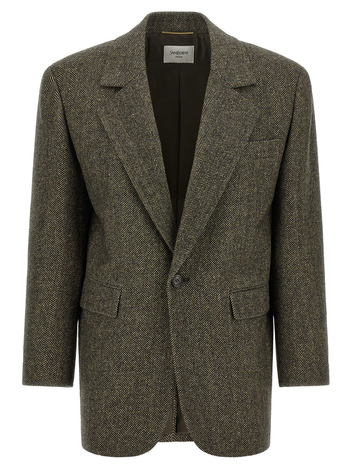 Saint Laurent Herringbone Blazer BlazerS - Marrone | 878f238ed346ae998776bcb6d3620ce215cb0b81