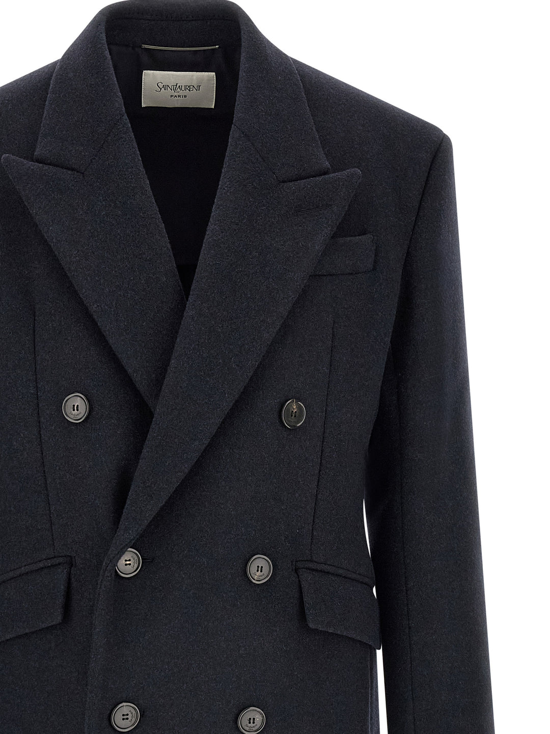 Saint Laurent Double-Breasted Coat Trench e Impermeabili - Blu | 9d82f50b859ed847540b5946990744ecddffa1a1