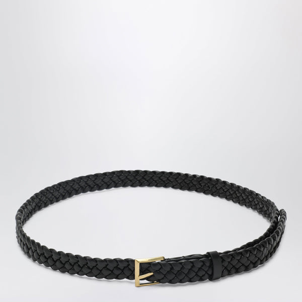 Intreccio Calfskin Solo Belt With Metal Buckle In Black