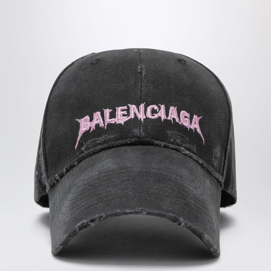 Diy Balenciaga Back Baseball Cap In Cotton Drill, Black