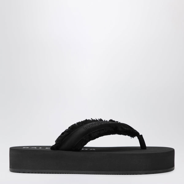 Jet Lag Thong Sandals In Black Satin
