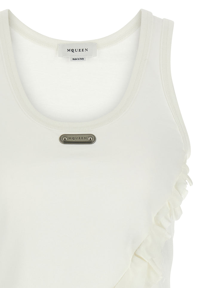 Mcqueen Silk Ruffle Tank Top Top - Bianco | 97b3662c54fdf7f5363cee6b839ad9bbb16a0fbf