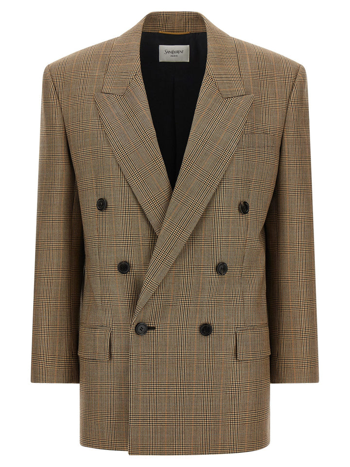 Saint Laurent Prince Of Wales Houndstooth Blazer BlazerS - Marrone | 336d6a1e9be0cf9bde04d69ee80dfe648a1f12d4