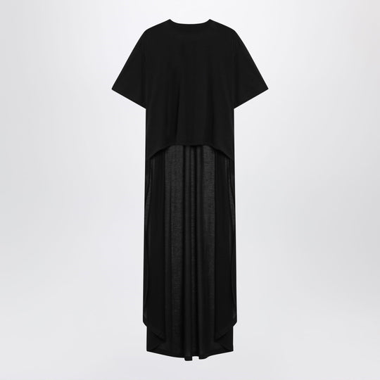 Black Maxi Train T-Shirt In Cotton Jersey