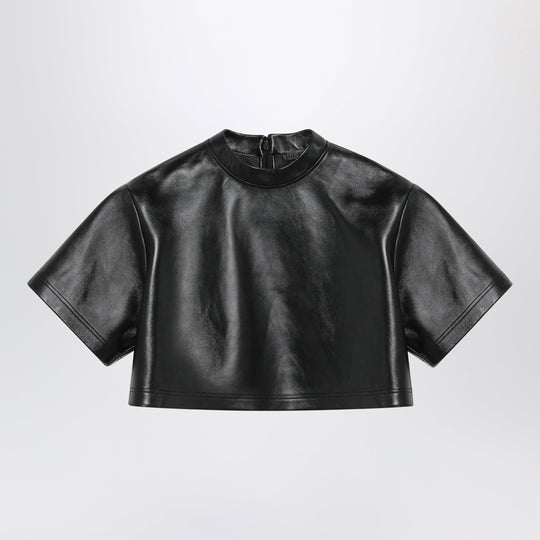 Black Cropped Leather Top