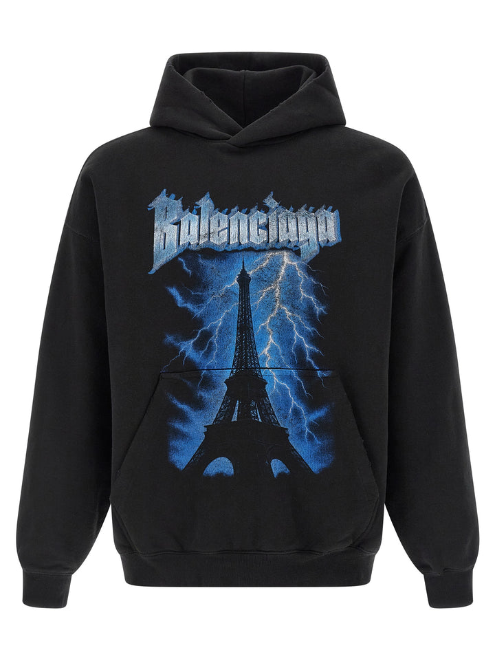 Balenciaga Paris Thunderstorm Felpe - Nero | 68699ad8813d3a7e9fedfb360bf1290646d11f30