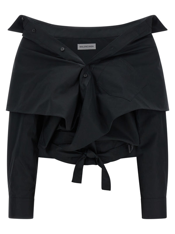 Camisas negras cortas con hombros descubiertos