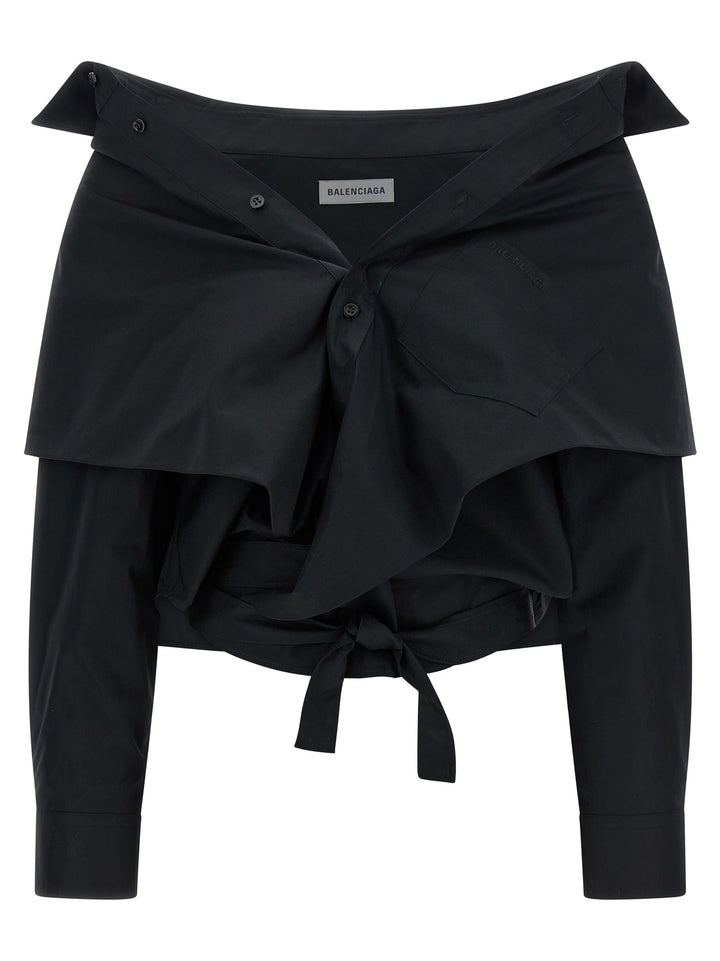 Balenciaga Crop Shirt Off The Shoulder Camicie - Nero | 4f429ca62b8b17ac5dcfb9153aaa3a104288047c