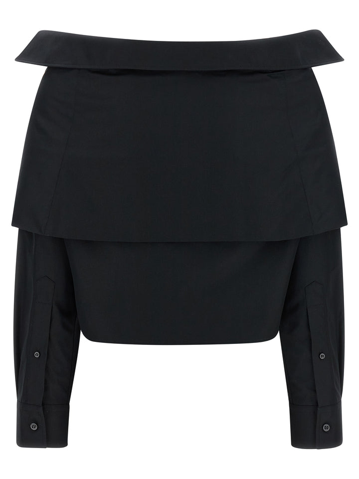 Balenciaga Crop Shirt Off The Shoulder Camicie - Nero | f557257edd368fef5fa16df2f24fe32b1f0500b8
