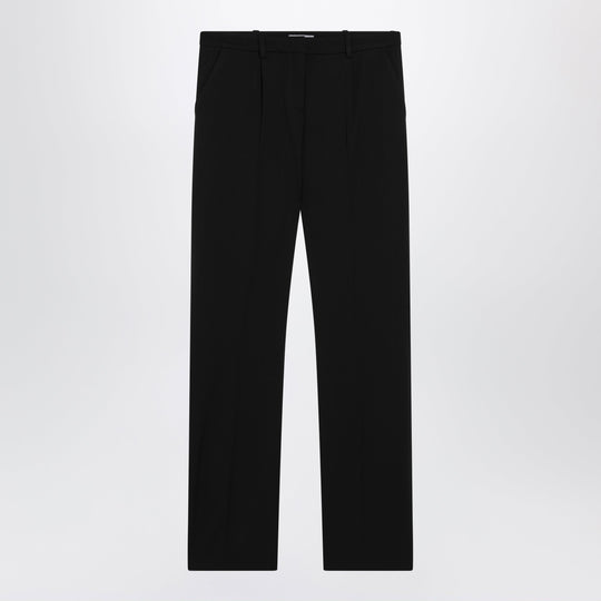 Slim Tailored Trousers In Stretch Wool Twill, Black