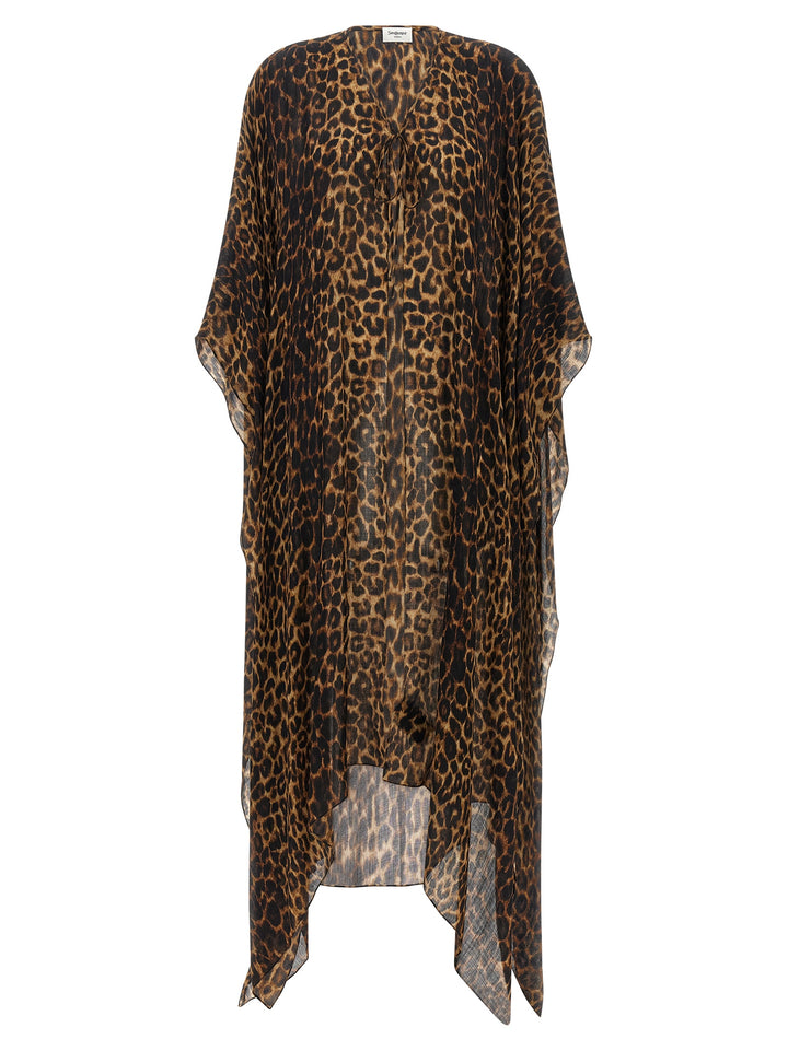 Saint Laurent Caftnao Animalier Mantelle - Marrone | 6eed26b6d3b10bbf27a0c77e23e2c29fc2e5c612