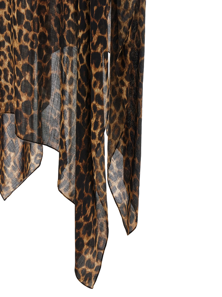 Saint Laurent Caftnao Animalier Mantelle - Marrone | d5d1c009329409734578fe73804c0497f1f84038