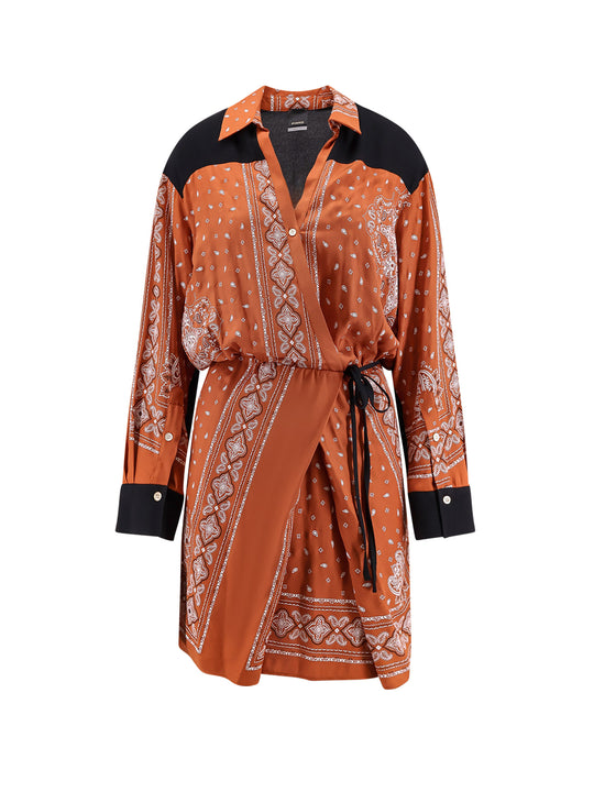 Mesopotamia Viscose Dress With Bandana Print And Georgette Profiles