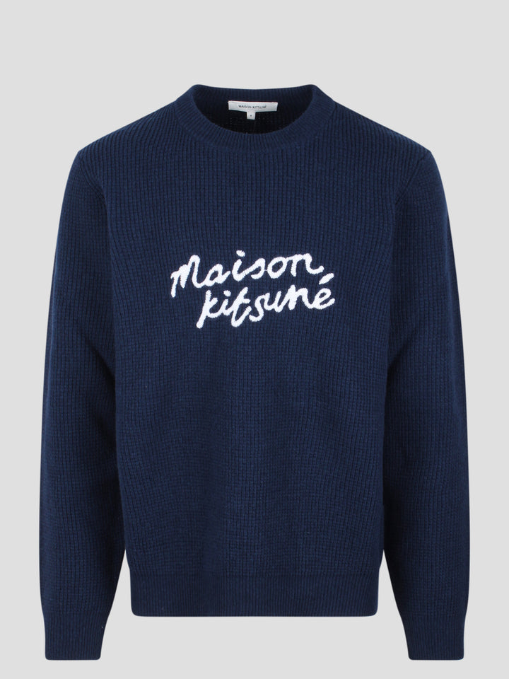 Embroidered logo wool jumper