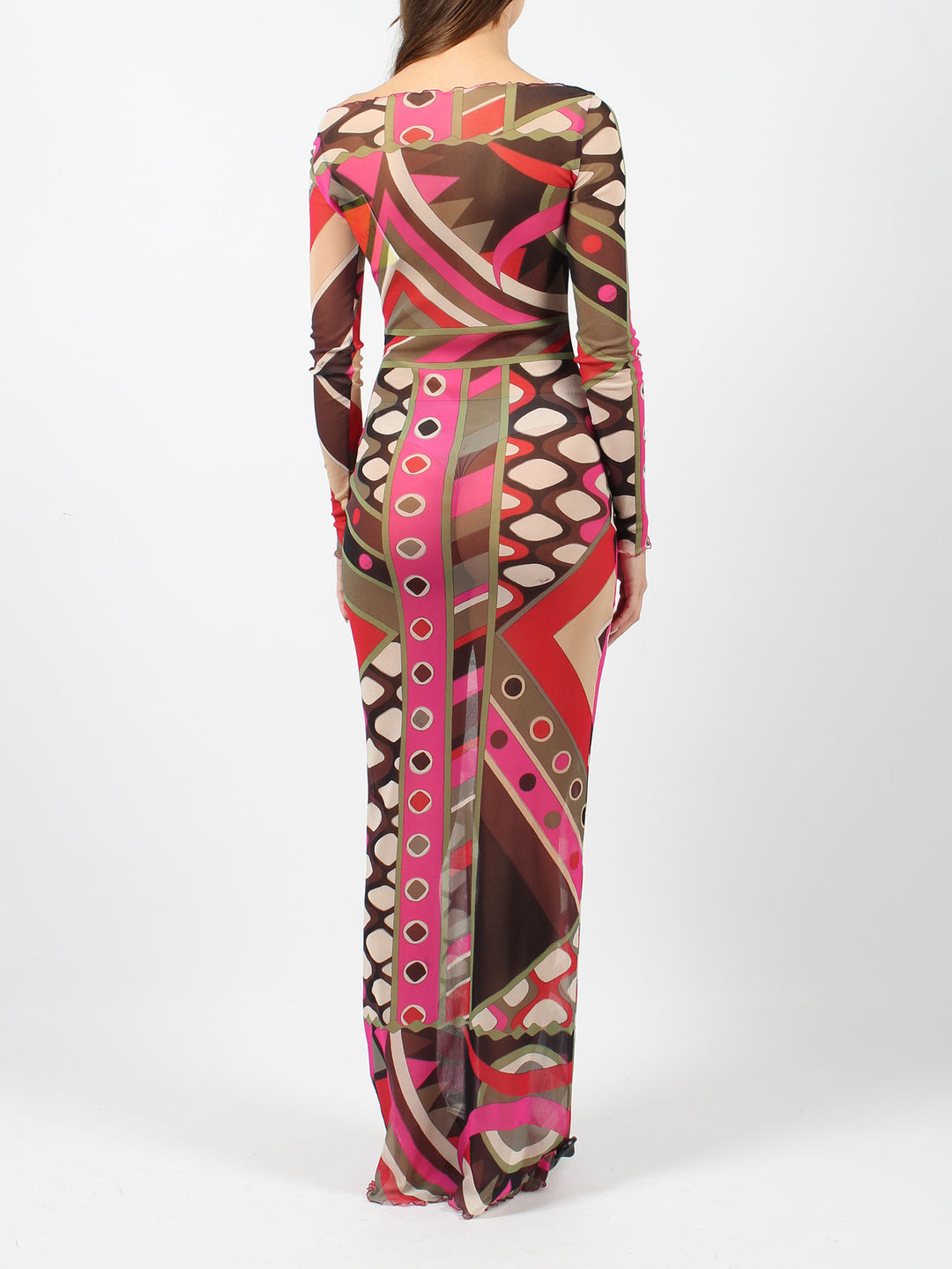 Vivara-print long mesh dress