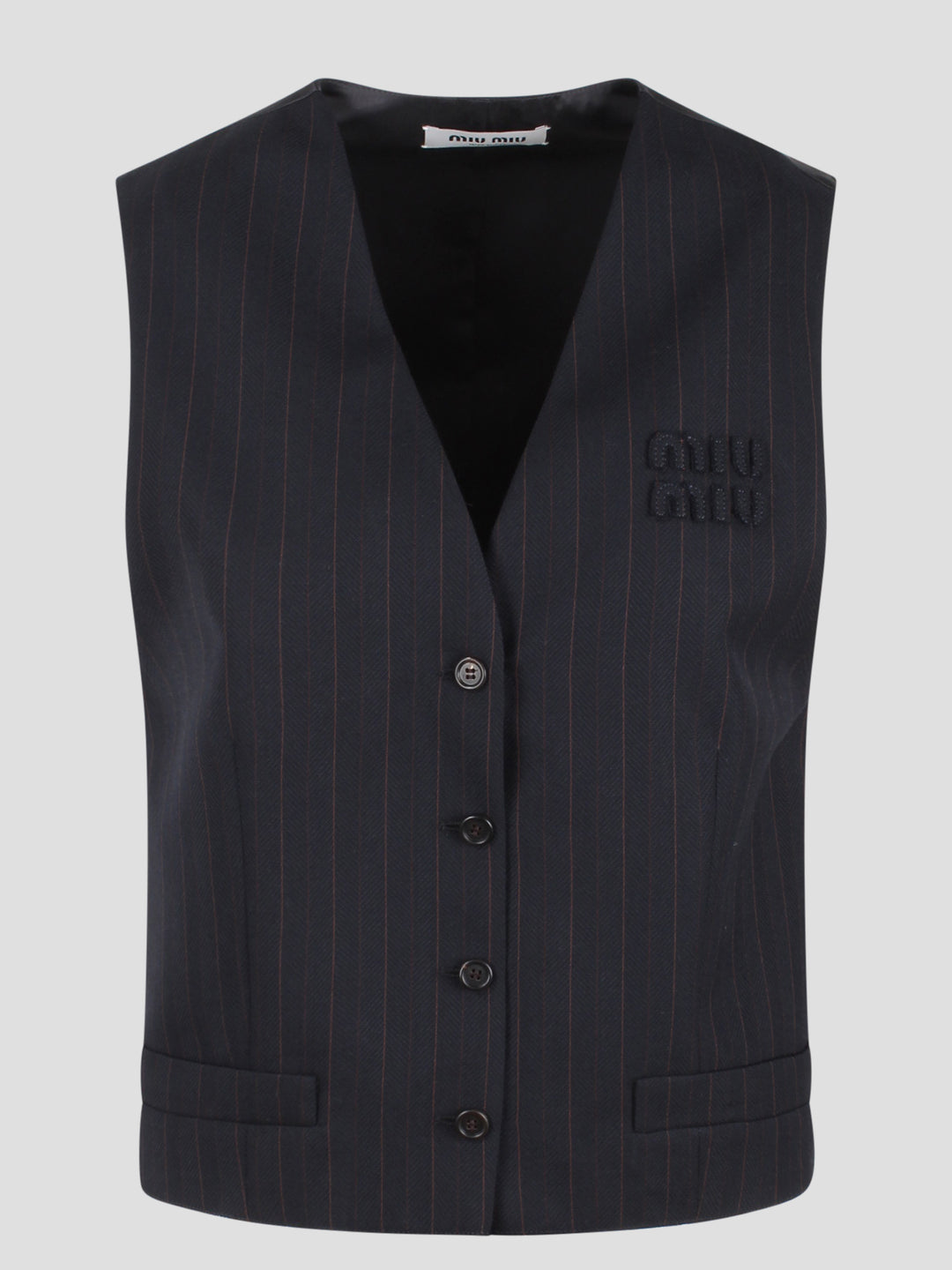 Single-breasted pinstriped vest