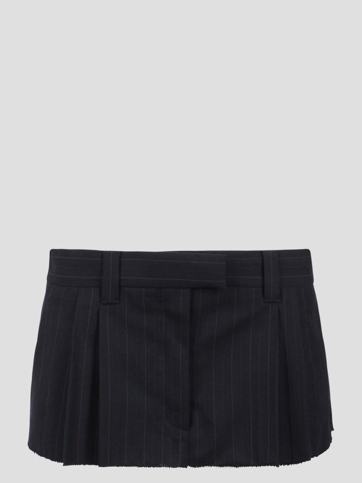 Pleated pinstripe miniskirt