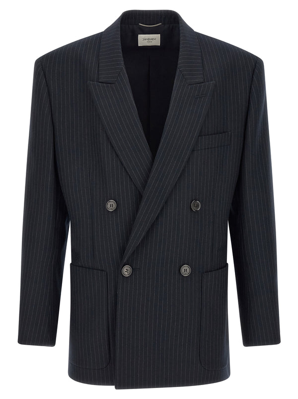 Doppiopetto Gessato Blazer Blu