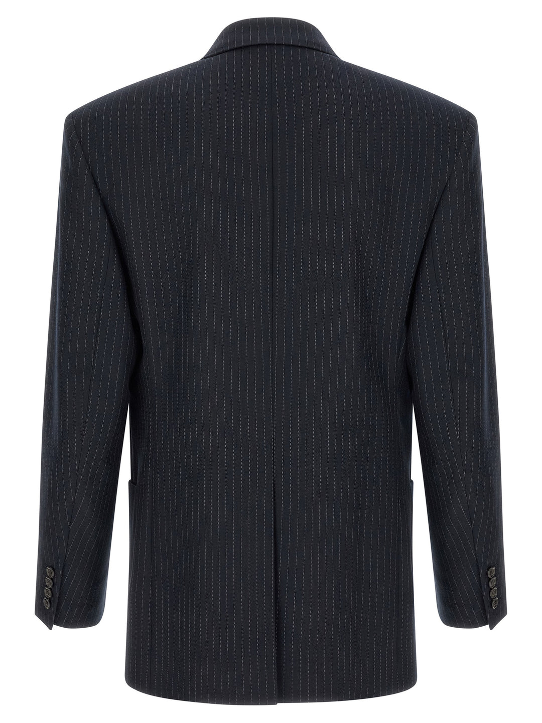 Saint Laurent Pinstriped Double-Breasted Blazer - Blu | 697b39829acdde065ee885127cda990481231457