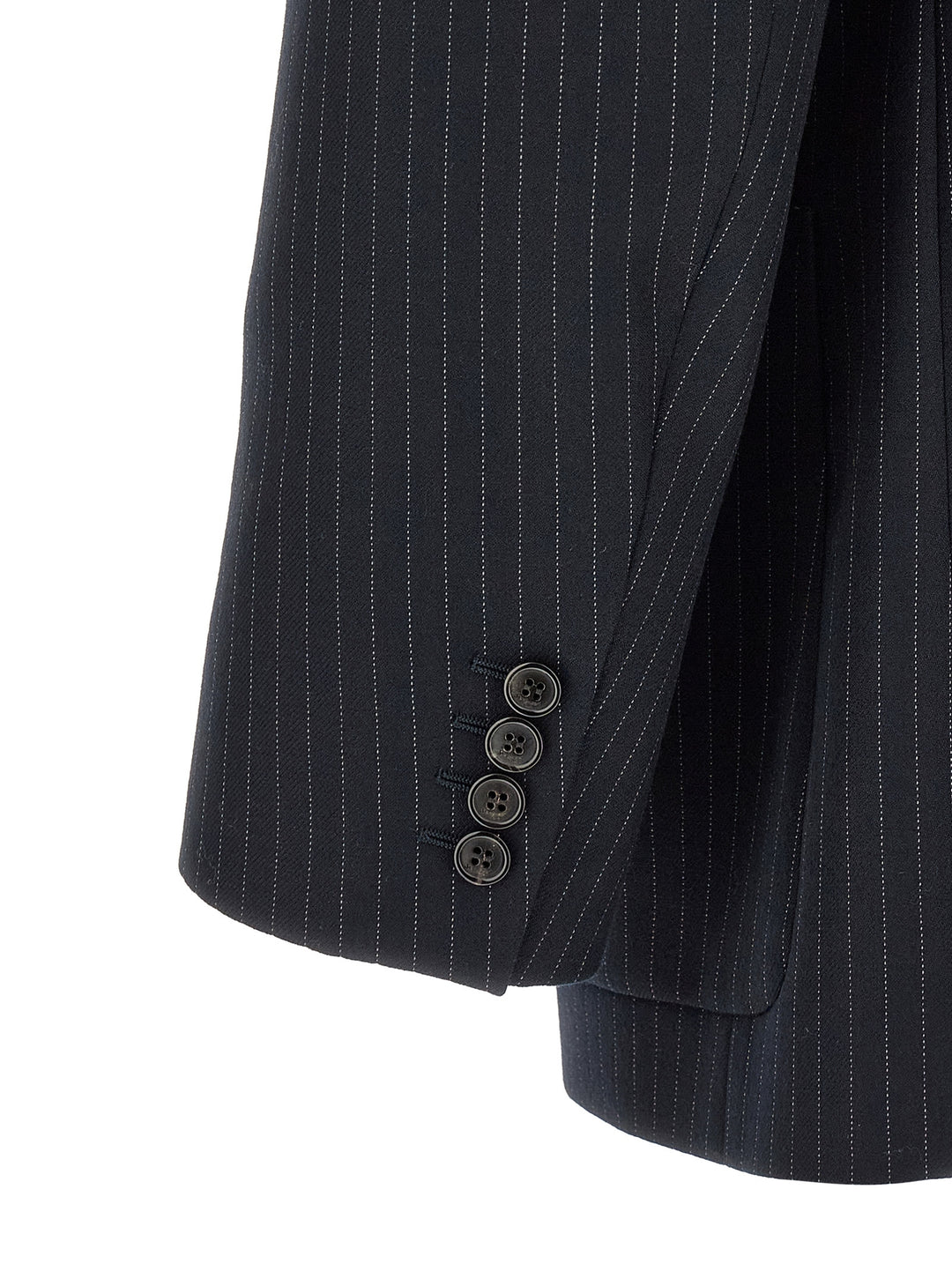 Saint Laurent Pinstriped Double-Breasted Blazer - Blu | 4d1a9c566b946d1173973275c995d19269f07c66