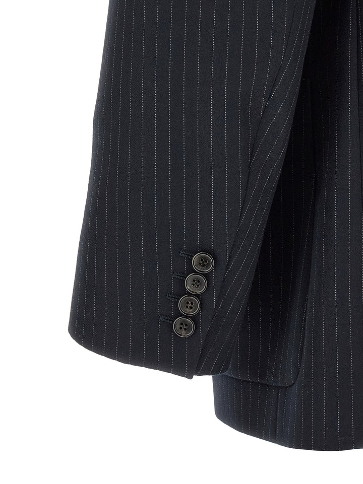 Saint Laurent Pinstriped Double-Breasted Blazer - Blu | 4d1a9c566b946d1173973275c995d19269f07c66