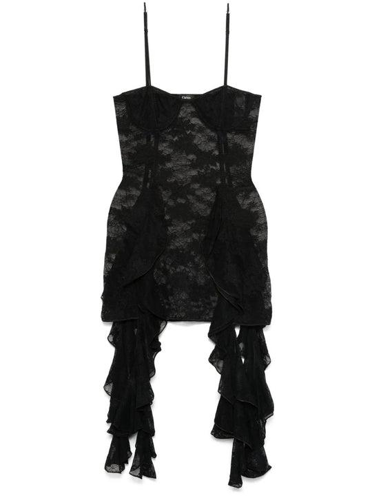 Lace Volant Mini Dress