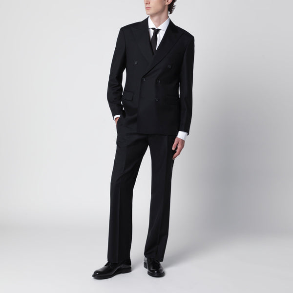 Black Double-Breasted Suit In Wool