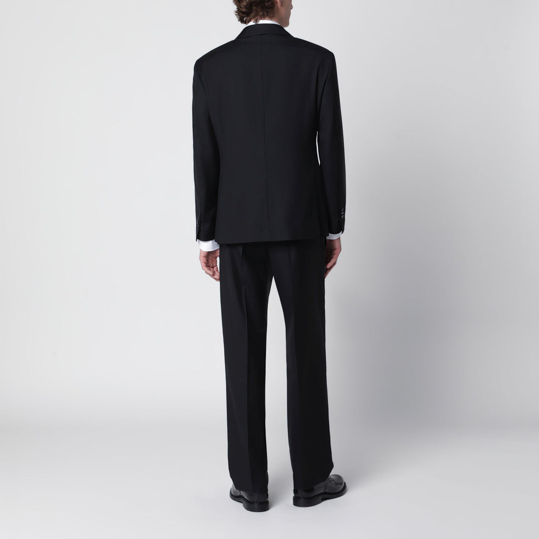 È Po Ca Black Double-Breasted Suit In Wool