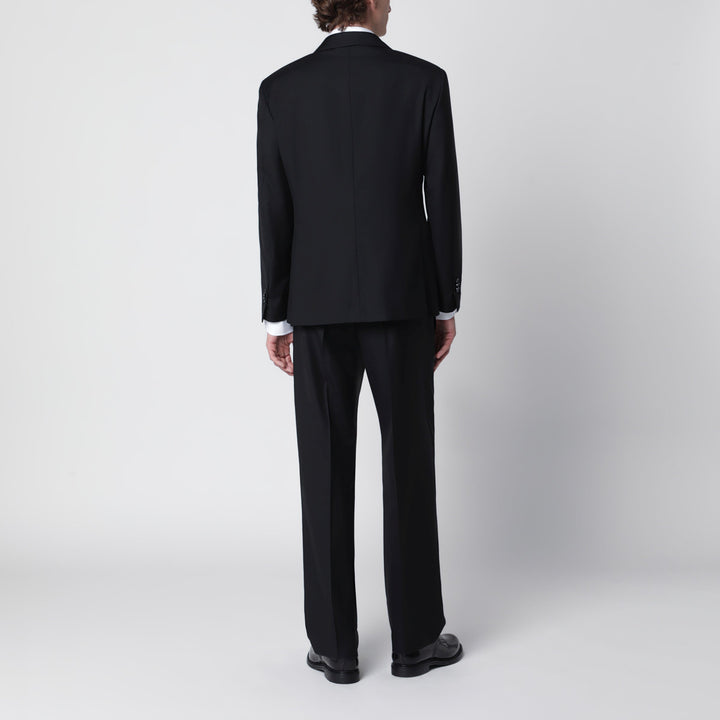 È Po Ca Black Double-Breasted Suit In Wool